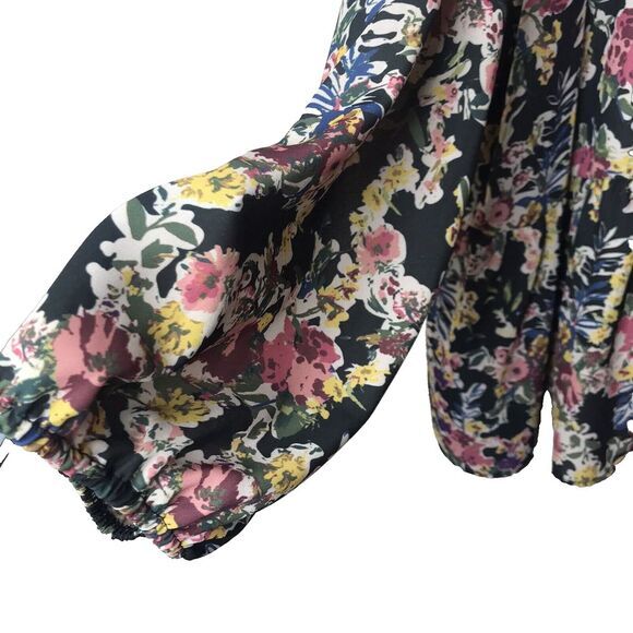 Haptics Women's Multicolor Floral V-Neck Long Sleeve Gathered Bottom Size 3X - Picture 5 of 7